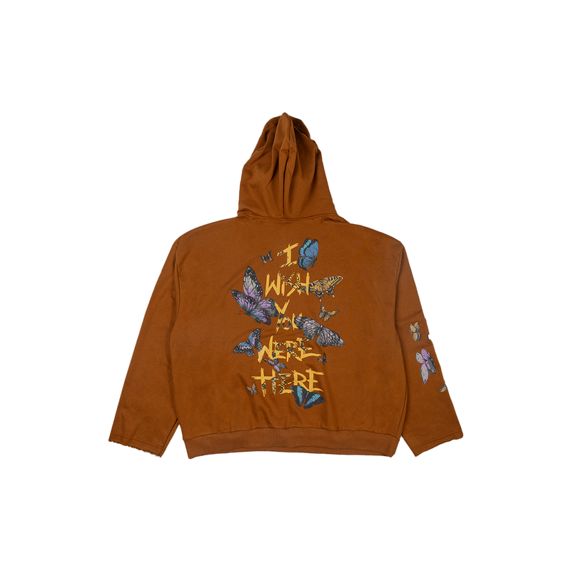 I WISH YOU WERE HERE BROWN BUTTERFLIES HOODIE