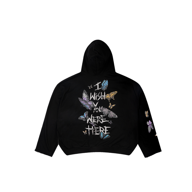 I WISH YOU WERE HERE BLACK BUTTERFLIES HOODIE
