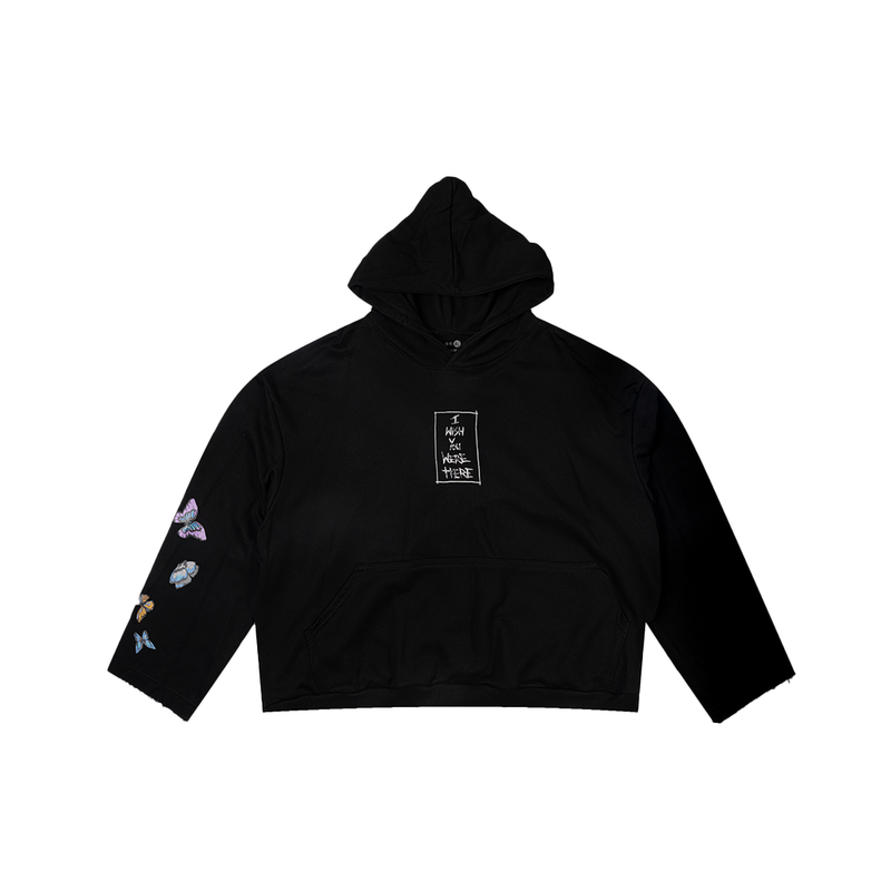 I WISH YOU WERE HERE BLACK BUTTERFLIES HOODIE