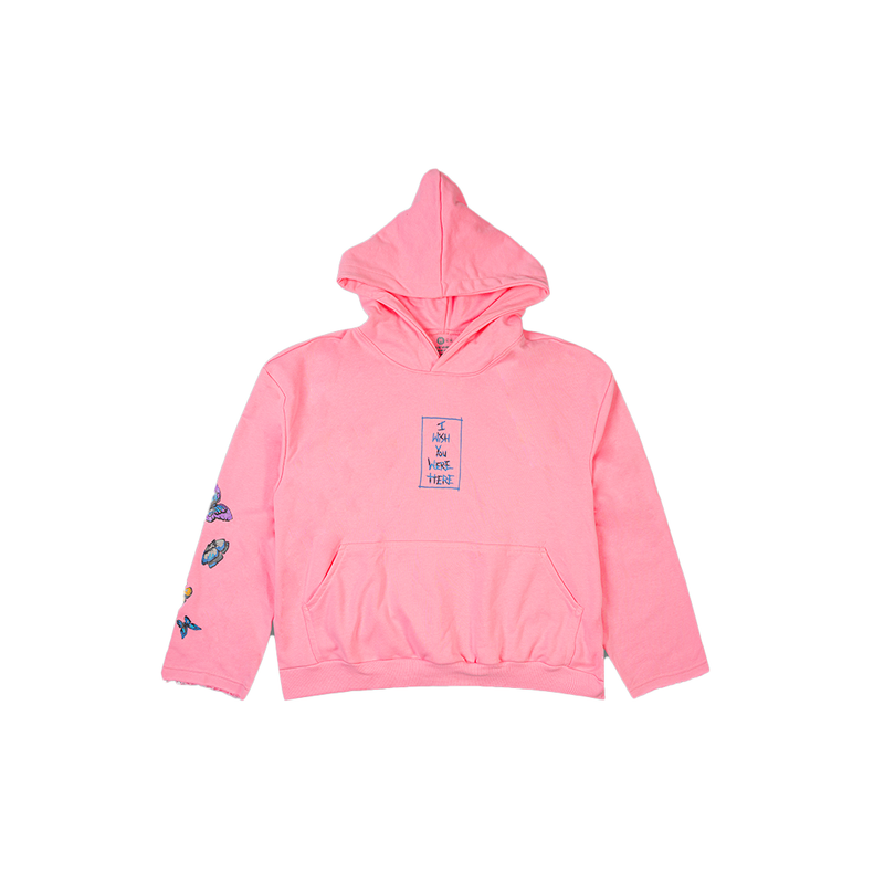 I WISH YOU WERE HERE PINK BUTTERFLIES HOODIE