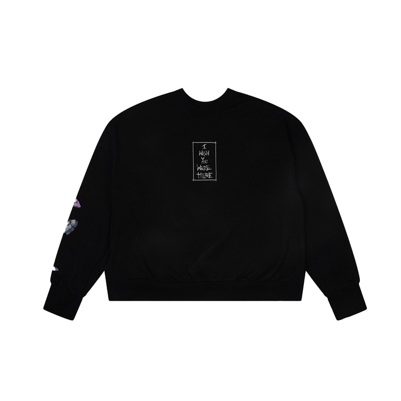 I WISH YOU WERE HERE BLACK BUTTERFLIES SWEATSHIRT