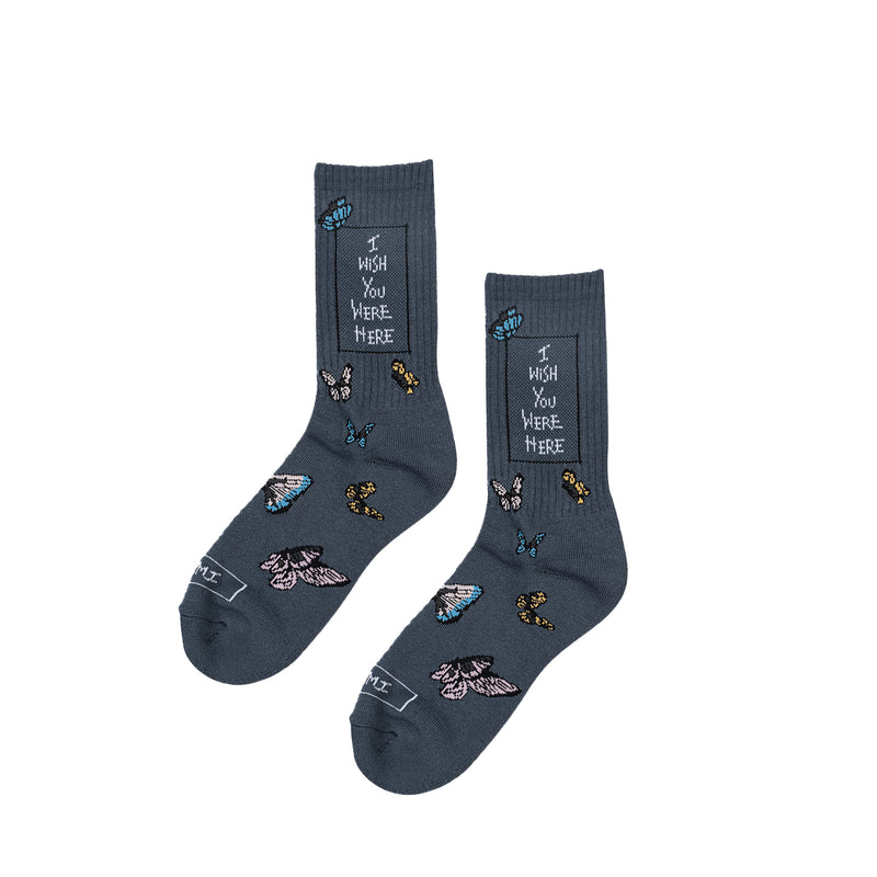 IWYWH GREY BUTTERFLIES SOCK