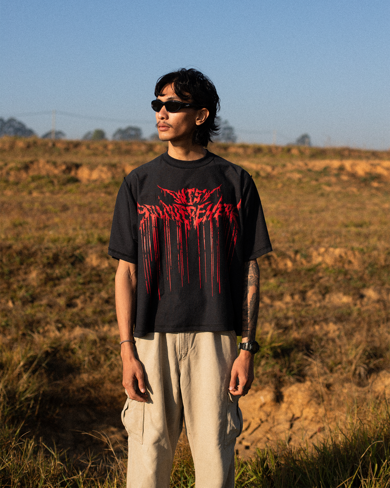 I WISH YOU WERE HERE REVERSIBLE TEE BLACK