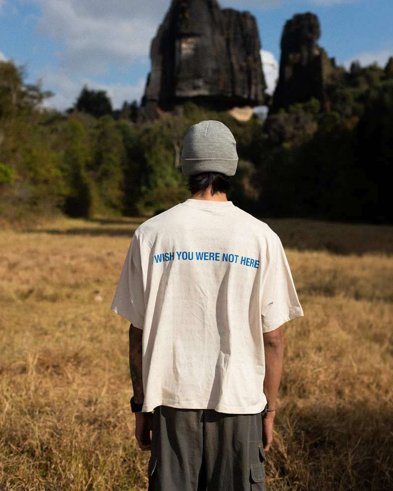I WISH YOU WERE HERE REVERSIBLE TEE OFF WHITE
