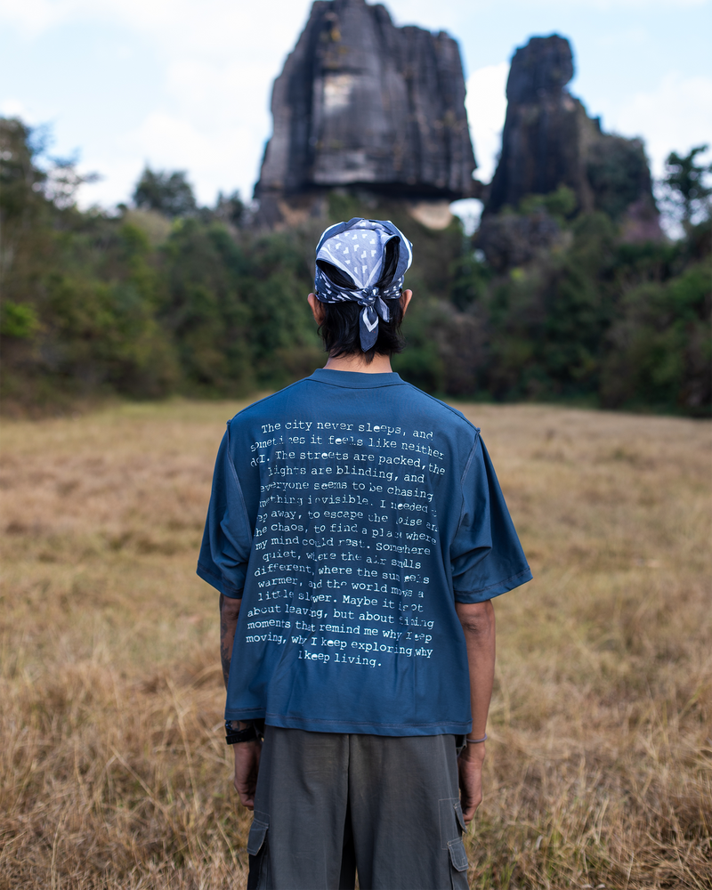 I WISH YOU WERE HERE REVERSIBLE TEE BLUE
