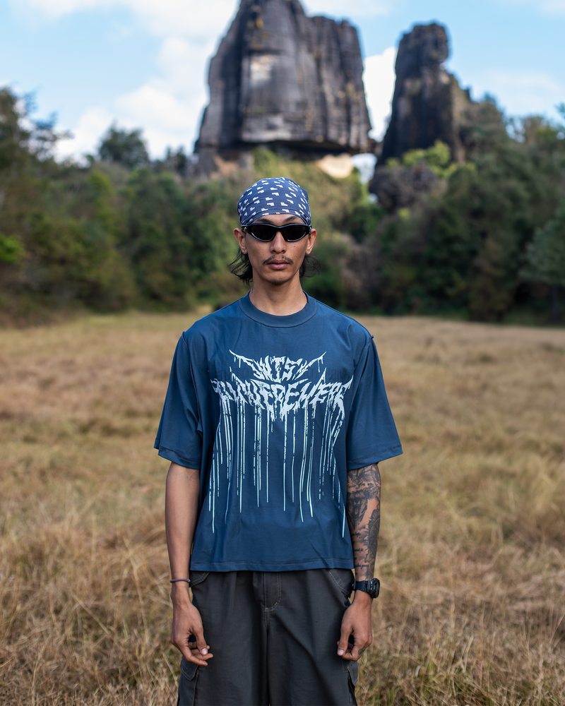I WISH YOU WERE HERE REVERSIBLE TEE BLUE