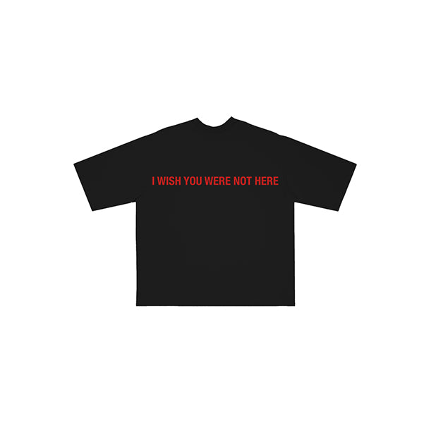 I WISH YOU WERE HERE REVERSIBLE TEE BLACK