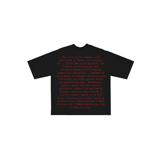 I WISH YOU WERE HERE REVERSIBLE TEE BLACK