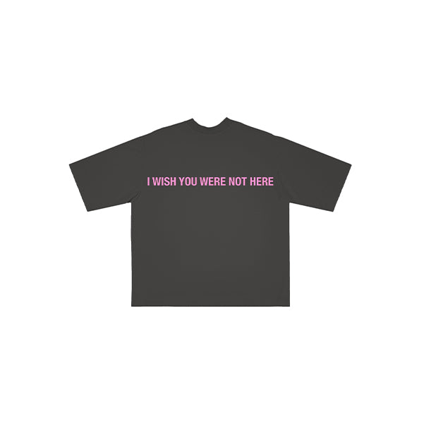 I WISH YOU WERE HERE REVERSIBLE TEE GREY