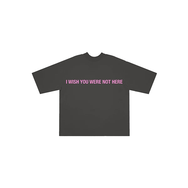 I WISH YOU WERE HERE REVERSIBLE TEE GREY