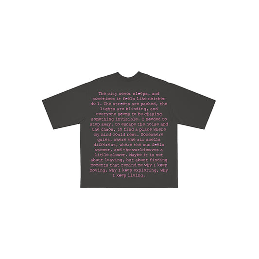 I WISH YOU WERE HERE REVERSIBLE TEE GREY