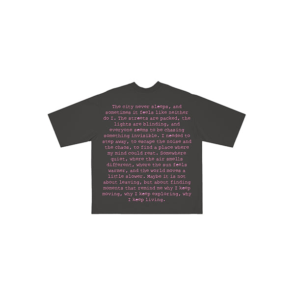 I WISH YOU WERE HERE REVERSIBLE TEE GREY