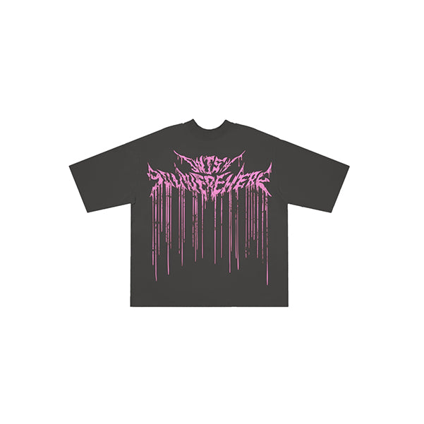 I WISH YOU WERE HERE REVERSIBLE TEE GREY