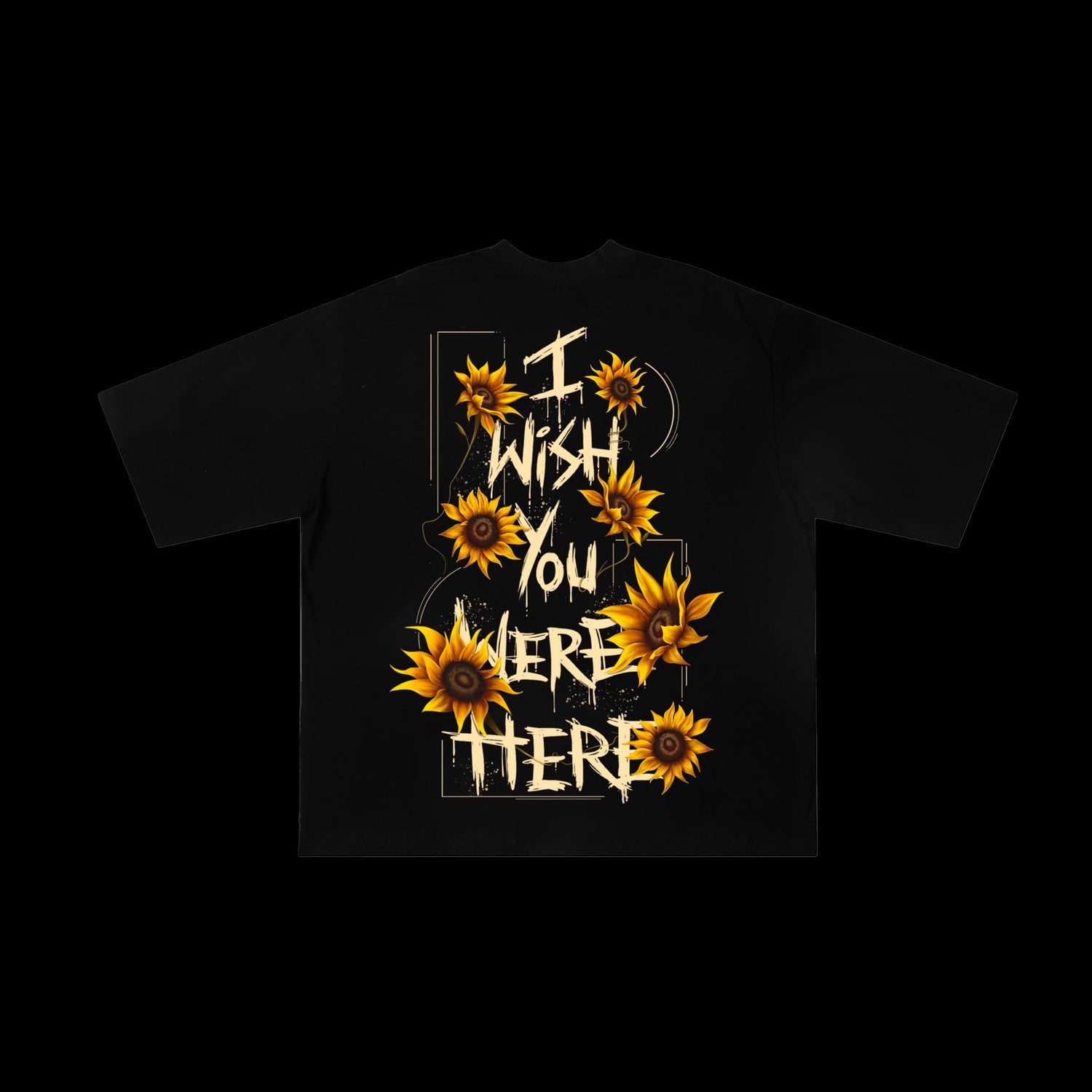 I WISH YOU WERE HERE SUNFLOWER TEE BLACK